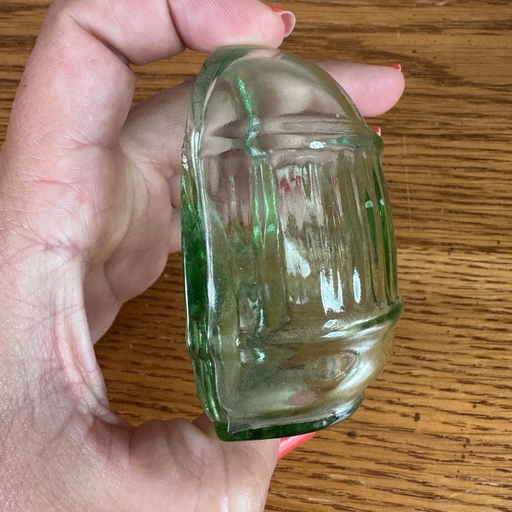 American Vintage Light Green Pressed Glass Cabinet Knob